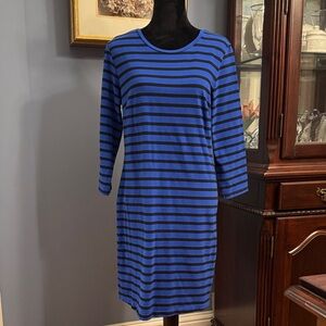 Black and Blue Striped Sheath Dress